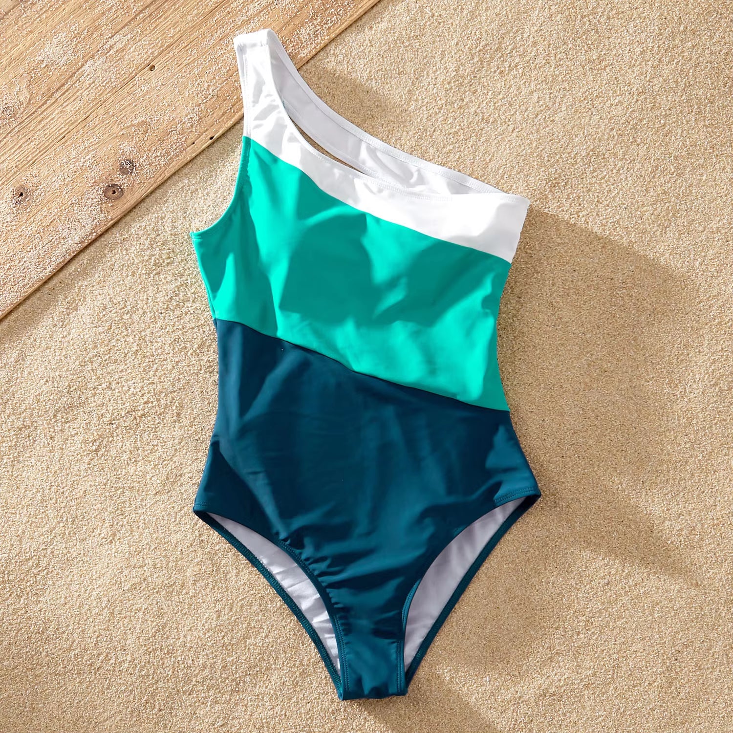 Summer Swimsuit Family Matching Outfits Swimsuits Color Block One-Piece Family Look Holiday Beachwear