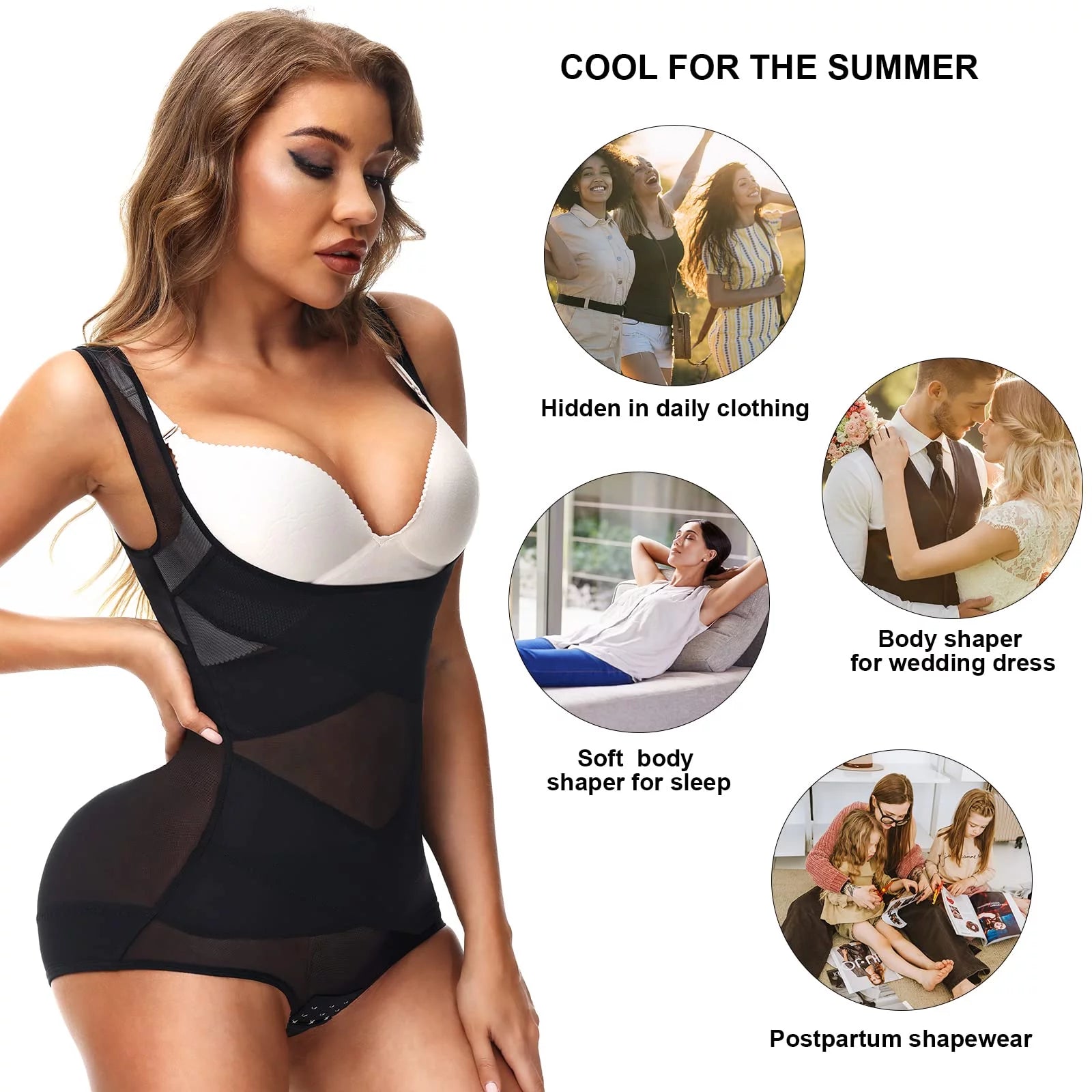 Body Shaper for Women Bodysuit Shapewear Tummy Control Cincher Breathable Open Bust Corset Slimming Body Shape Waist Trainer